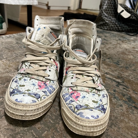 Off white sneakers floral print Womens size 40 size 10 - Picture 2 of 4